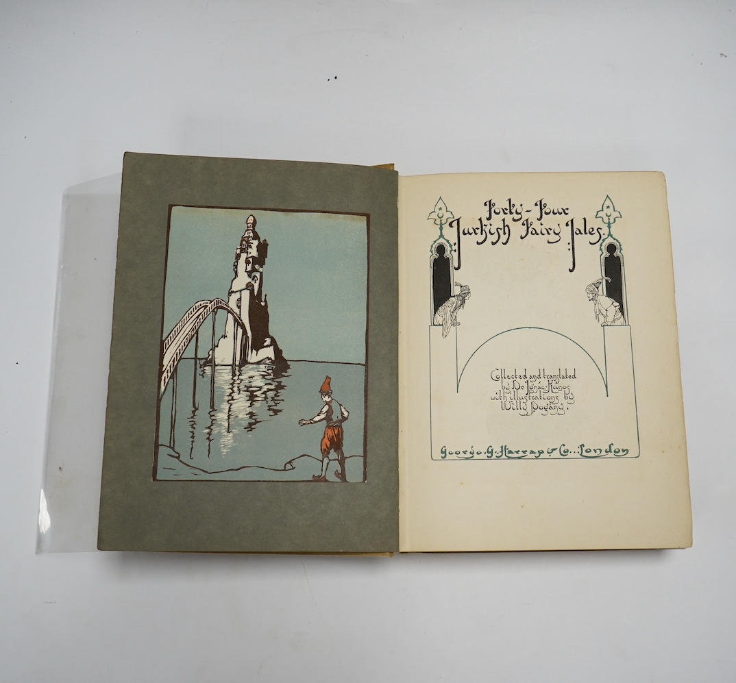 Colour plate books - 9 works - Kúnos, Ignácz (editor) - Forty-Four Turkish Fairy Tales, illustrated by Willy Pogany, with 16 tipped-in colour plates, [1913] and Bates, H.E - Down the River, illustrated by Agnes Miller Pa